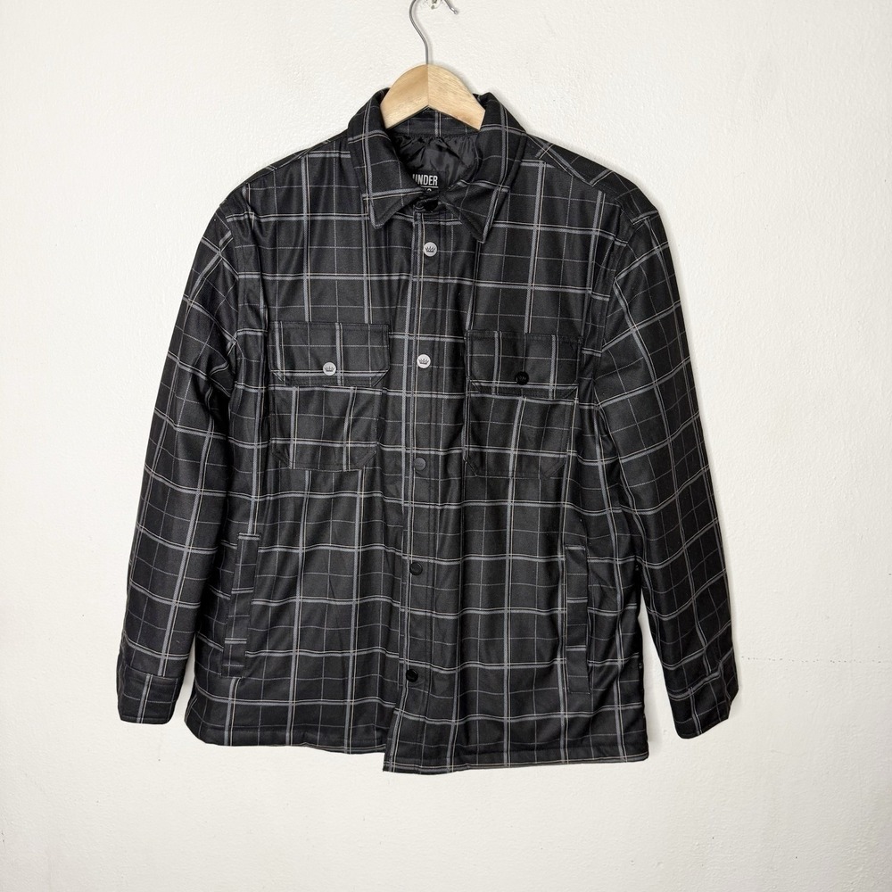New Under 510 Padded Shacket Charcoal Plaid Shirt Jacket Snap Up Men's Medium